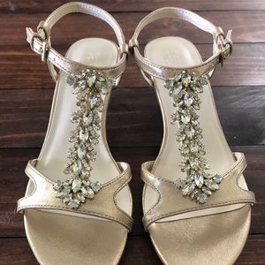 Crystal T-Strap Low Heel Sandal